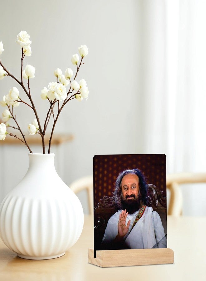 Giftplease Sri Sri Ravi Shankar ji Tabletop Photo Frame with Wooden Stand | Desk Frame for Home & Office D cor | Spiritual & Inspirational Gift | Elegant Display Frame for Pictures GMP_72 - Image 4